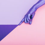 fashion pearly purple hand. ultra violet concept. pastel minimal. beauty and fashion